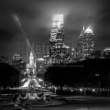 Square The NEW Philadelphia Skyline with Comcast Tower from the Art Museum black and white Pictures