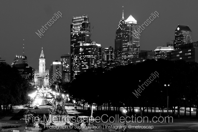 The Philadelphia Skyline from the Art Museum -- Philadelphia Black and White Photos