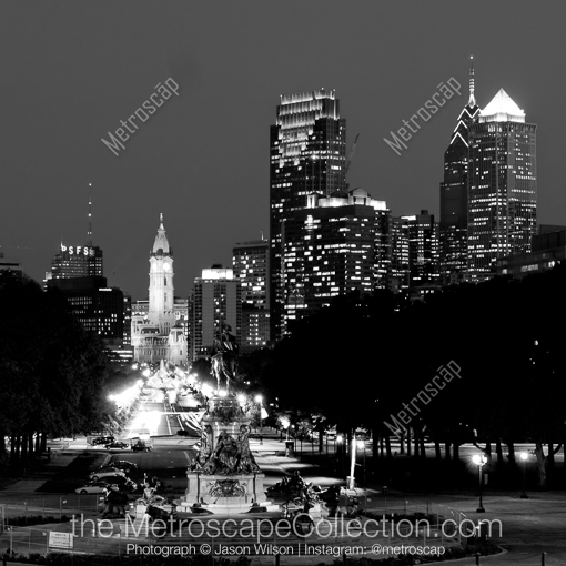 The Philadelphia Skyline from the Art Museum -- Philadelphia Black and White Photos