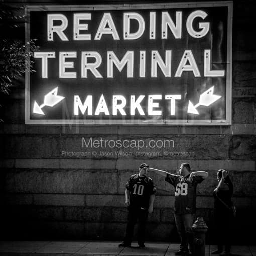 Reading Terminal Market and Eagles Fans -- Philadelphia Black and White Photos