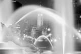 Horizontal Philadelphia City Hall Through the Mist of Swann Fountain black and white Pictures