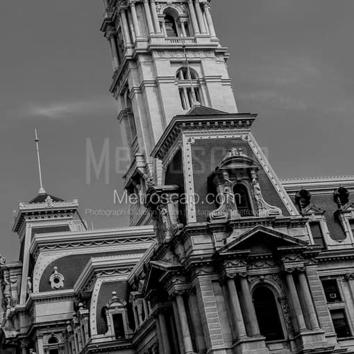 A Tight Shot of Philadelphia City Hall -- Philadelphia Black and White Photos