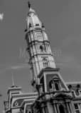 Vertical A Tight Shot of Philadelphia City Hall black and white Pictures