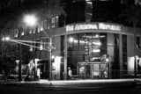 Horizontal Traffic Streaks Down Van Buren in Front of the Arizona Republic black and white Pictures