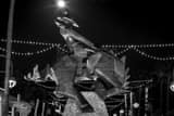 Horizontal The Jack Knife Sculpture in Scottsdale at Night landscape black and white Photography