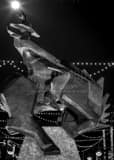 Vertical The Jack Knife Sculpture in Scottsdale at Night landscape black and white Photography
