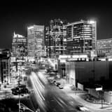 Square The Phoenix Skyline Above Jefferson Ave black and white Photos