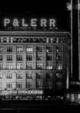 Vertical The Pittsburgh and Lake Erie Rail Road Building at Night black and white Photos