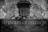Horizontal The Defenders of Freedom Plaque at Soldiers and Sailors Memorial black and white Photos