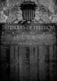 Vertical The Defenders of Freedom Plaque at Soldiers and Sailors Memorial black and white Photos