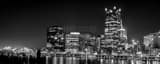 Panoramic A Small Marina on the Monongahela River in Downtown Pittsburgh black and white Photos