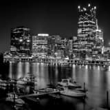 Square A Small Marina on the Monongahela River in Downtown Pittsburgh black and white Photos