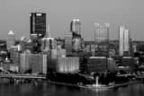 Horizontal The Downtown Pittsburgh Skyline at Dusk black and white Photos