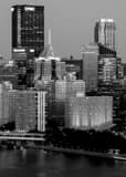 Vertical The Downtown Pittsburgh Skyline at Dusk black and white Photos