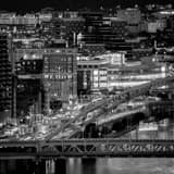 Square The Fort Pitt Bridge and I-376 in Downtown Pittsburgh black and white Photos