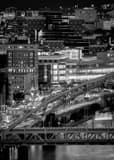 Vertical The Fort Pitt Bridge and I-376 in Downtown Pittsburgh black and white Photos