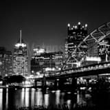 Square The Fort Pitt Bridge and Pittsburgh Skyline over the Monongahela River black and white Photos