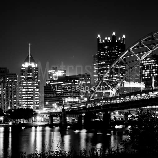 Pittsburgh Black and White Photos of The Fort Pitt Bridge and Pittsburgh Skyline over the Monongahela River The Fort Pitt Bridge and Pittsburgh Skyline over the Monongahela River -- Pittsburgh Black and White Photos