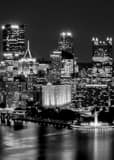 Vertical The Golden Triangle view of the Pittsburgh Skyline black and white Photos