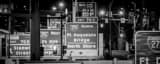 Panoramic Traffic Signs on I-376 in Downtown Pittsburgh at Night black and white Photos