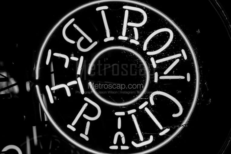 An Iron City Beer Neon Sign black and white Photography