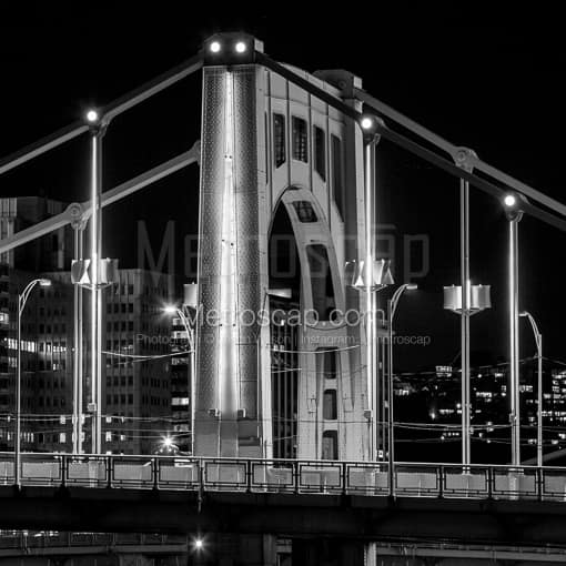 The Ninth Avenue Bridge at Night -- Pittsburgh Black and White Photos