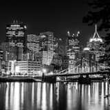 Square The Ninth Avenue Bridge and Pittsburgh Skyline black and white Photos