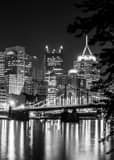 Vertical The Ninth Avenue Bridge and Pittsburgh Skyline black and white Photos