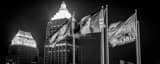 Panoramic Pittsburgh City and Allegheny County Flags at Night black and white Photos