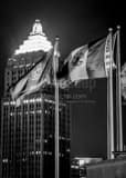 Vertical Pittsburgh City and Allegheny County Flags at Night black and white Photos
