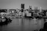 Horizontal The Pittsburgh Skyline at Dusk black and white Photos