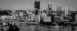 Panoramic The Pittsburgh Skyline at Dusk black and white Photos