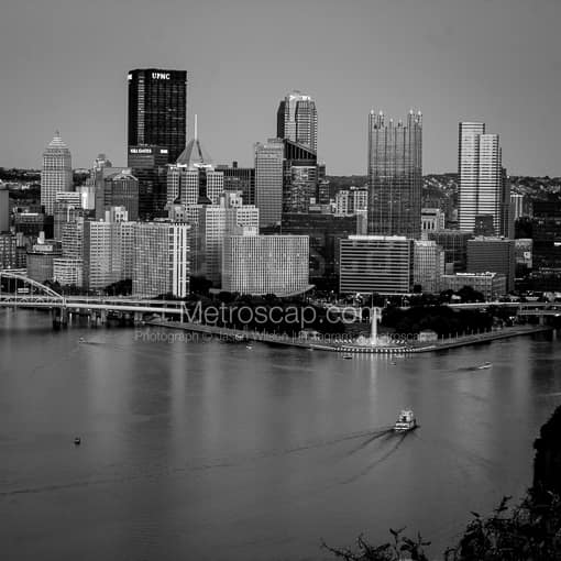 The Pittsburgh Skyline at Dusk -- Pittsburgh Black and White Photos