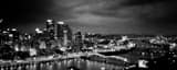 Panoramic The Pittsburgh Skyline along the Monongahela River black and white Photos