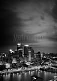 Vertical The Pittsburgh Skyline along the Monongahela River black and white Photos