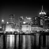 Square The Pittsburgh Skyline from the Northshore Development black and white Photos