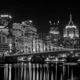 Square The Pittsburgh Skyline and Rachel Carson Bridge at Night black and white Photos