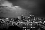 Horizontal Rainfall over the Pittsburgh Skyline black and white Photos