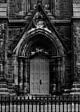 Vertical The Red Door on the Trinity Cathedral black and white Photos