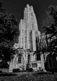 Vertical The Cathedral of Learning black and white Photos