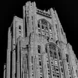 Square The Top of the Cathedral of Learning black and white Photos