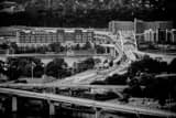 Horizontal Traffic on Downtown Pittsburghs Bridges black and white Photos