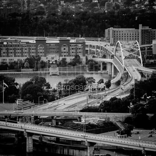 Traffic on Downtown Pittsburghs Bridges -- Pittsburgh Black and White Photos