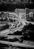 Vertical Traffic on Downtown Pittsburghs Bridges black and white Photos