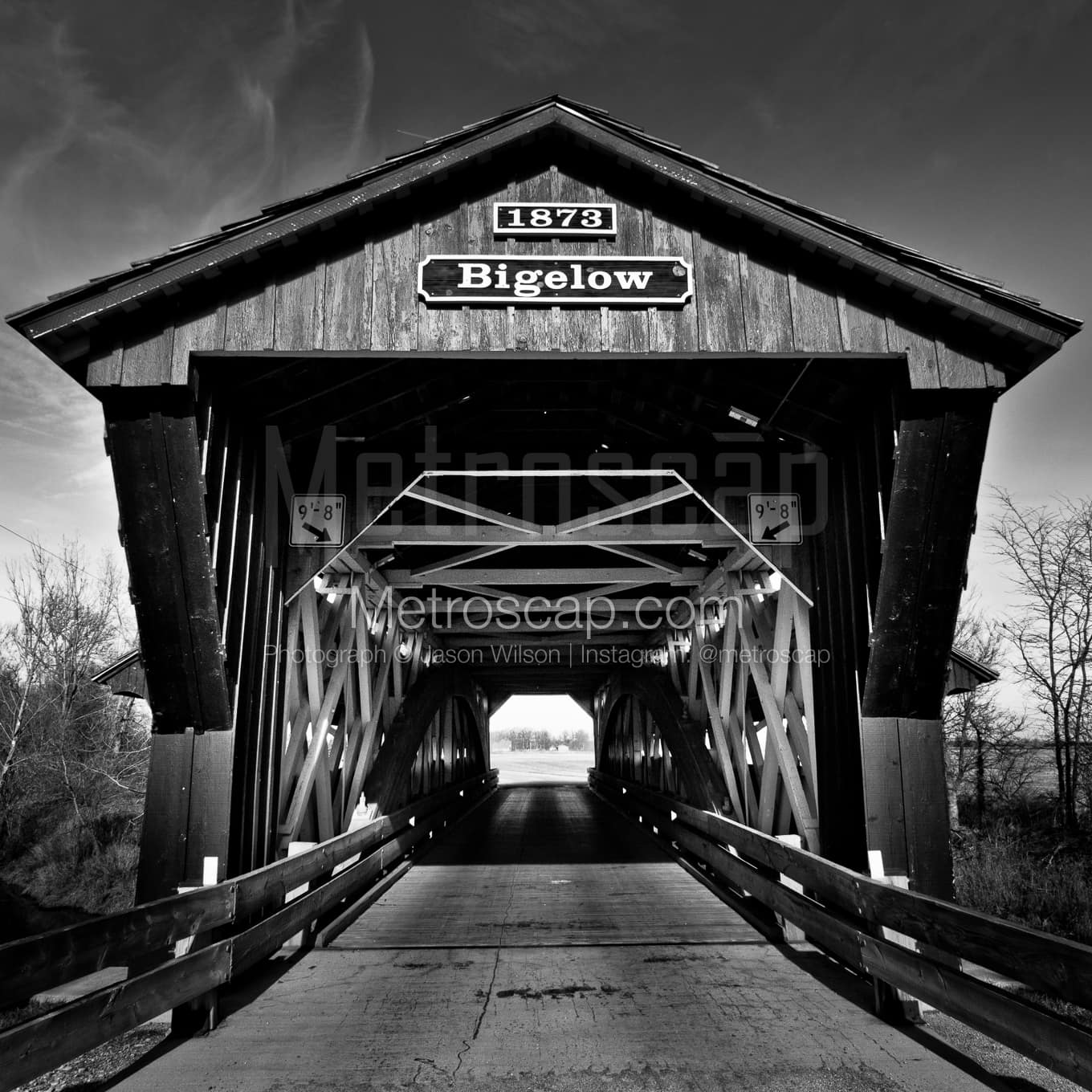 The Bigelow Covered Bridge black and white Photos square crop