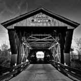 Square The Bigelow Covered Bridge black and white Photos