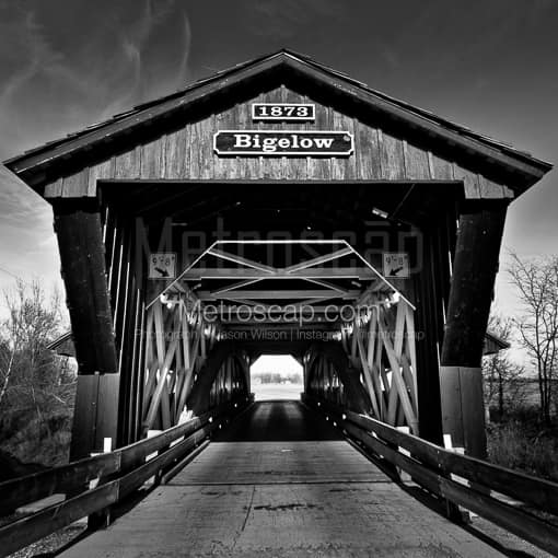 The Bigelow Covered Bridge -- Plain City Black and White Photos