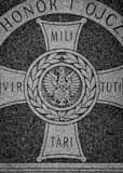 Vertical Inscription on Memorial in Poland Town Square black and white Pictures