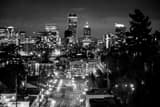 Horizontal The Portland Skyline from Vista Avenue at Night black and white Photography