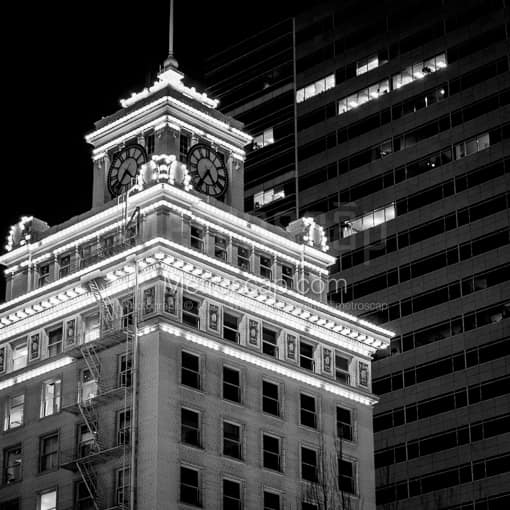 The Portland Clock Tower -- Portland Black and White Photography